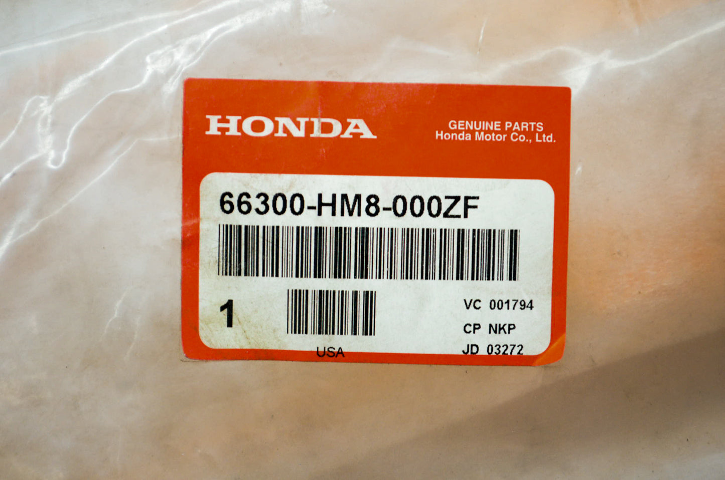 OEM Honda 66300-HM8-000ZF Front Grille NOS