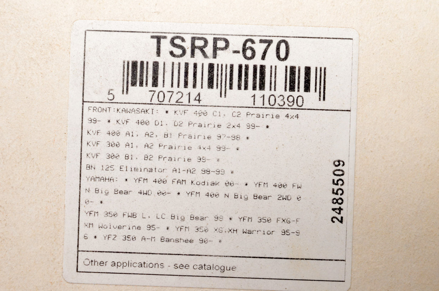 PartsUnlimited TSRP-670 Tuf Stop Brake Pad Kit NOS