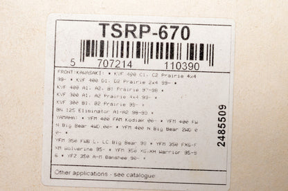 PartsUnlimited TSRP-670 Tuf Stop Brake Pad Kit NOS