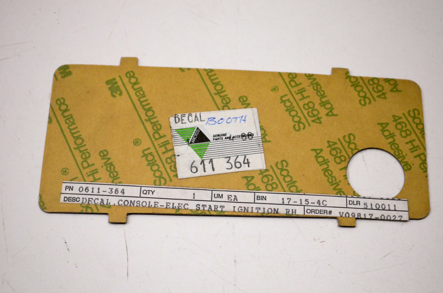 OEM Arctic Cat 0611-364 Dash Decal NOS