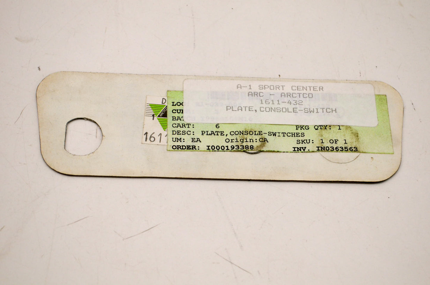 OEM Arctic Cat 1611-432 Console Plate NOS