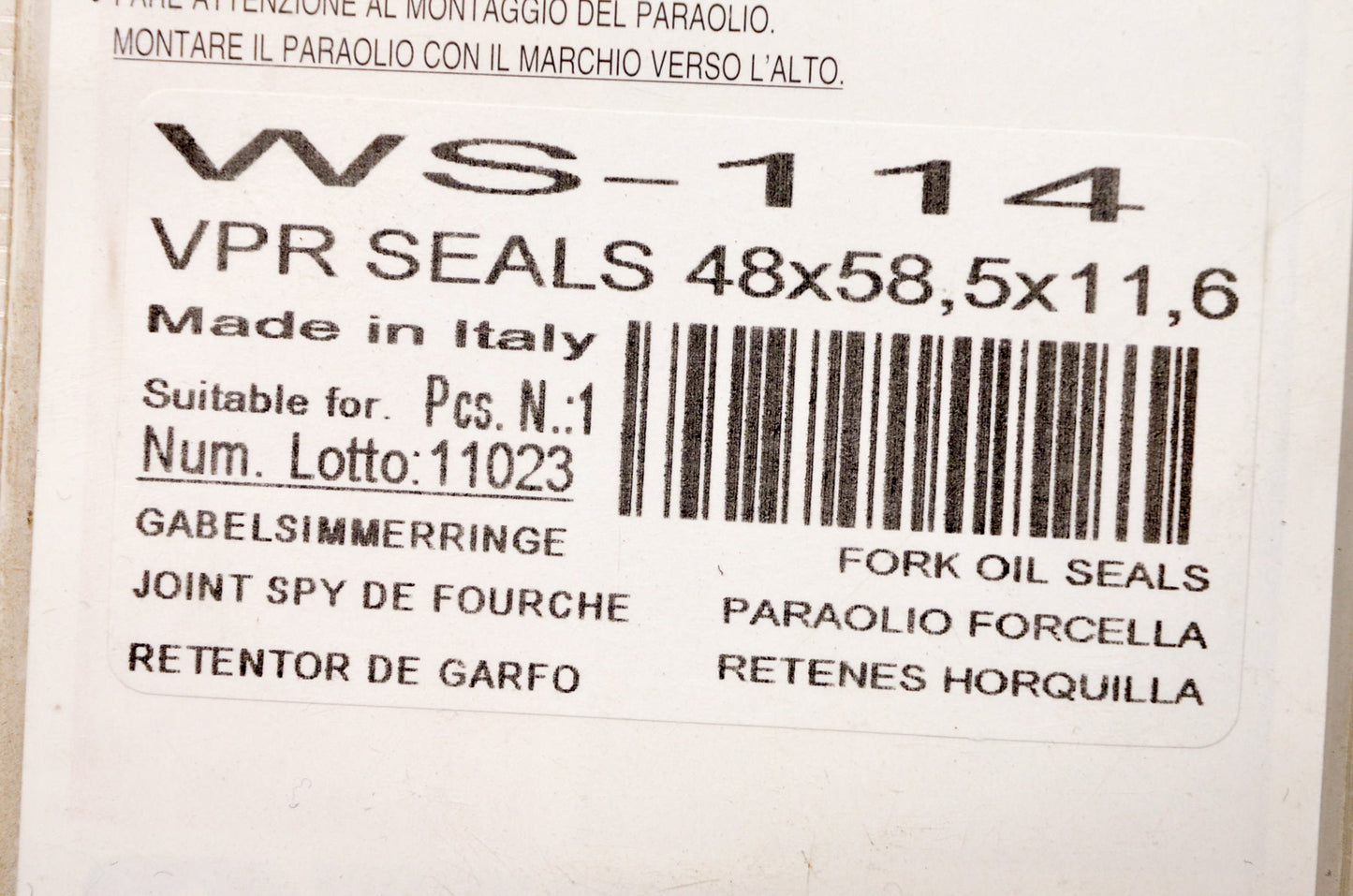 PartsUnlimited WS-114 48x58.5x11.6 VPR Front Fork Seal Kit NOS