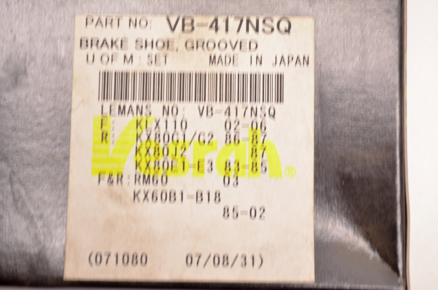 Vesrah Vb-417Nsq Brake Shoe Kit Nos