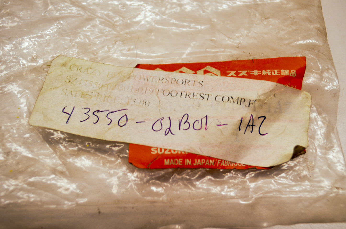 Oem Suzuki 43550-02B01-1Az Foot Peg Nos