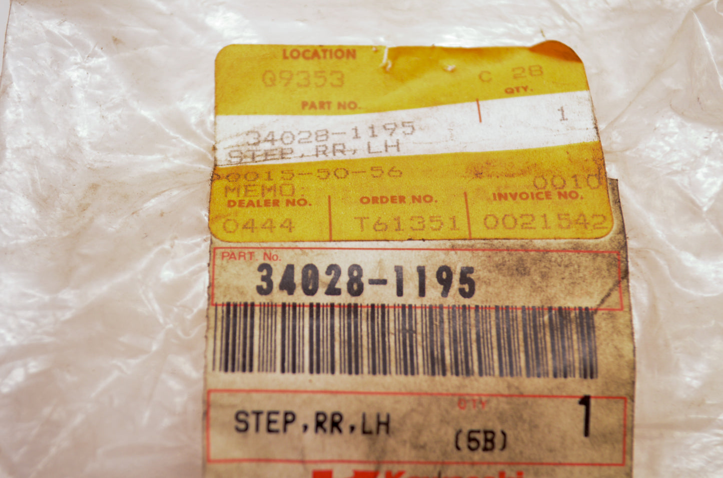 Oem Kawasaki 34028-1195 Foot Peg Nos