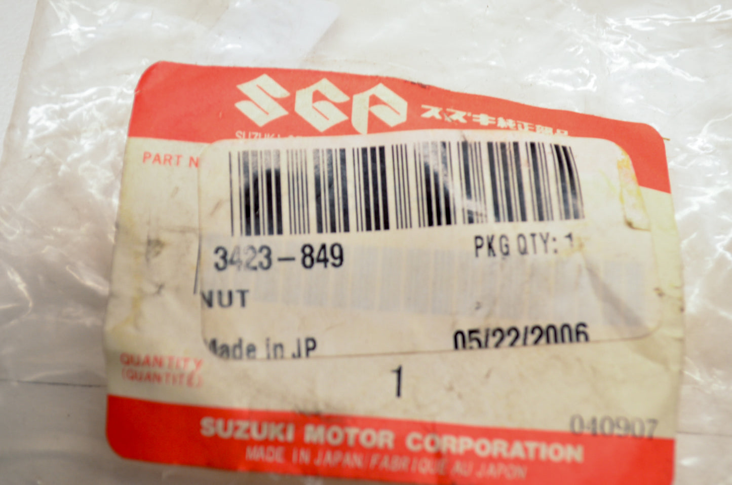OEM Suzuki 3423-849, 64871-07011 Rear Axle Nut NOS