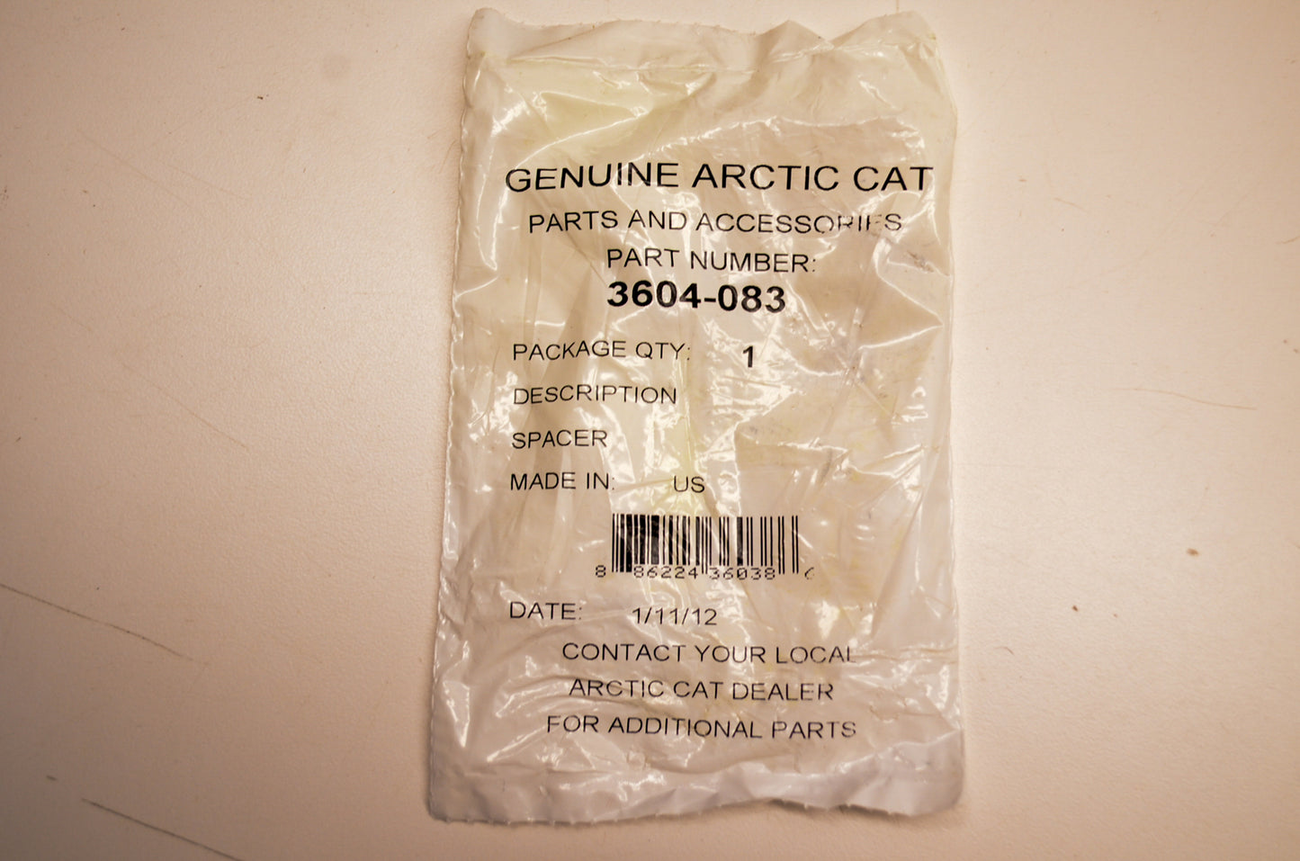 OEM Arctic Cat 3604-083 Front Arm Spacer NOS