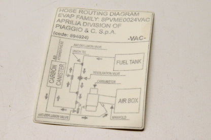 Aprilia 894024 Hose Routing Diagram Decal NOS