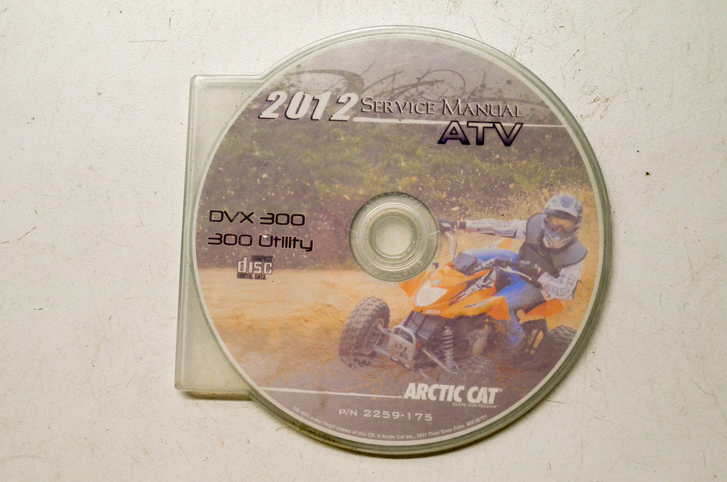 OEM Arctic Cat 2259-175 2012 ATV DVX 300 Utility Service Manual CD
