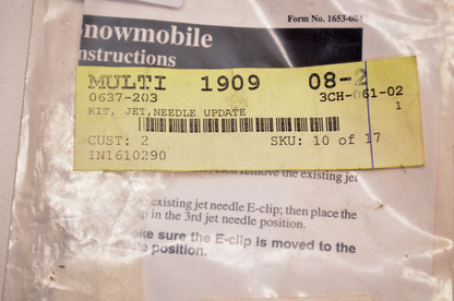 OEM Arctic Cat 0637-203 Needle Jet Kit NOS