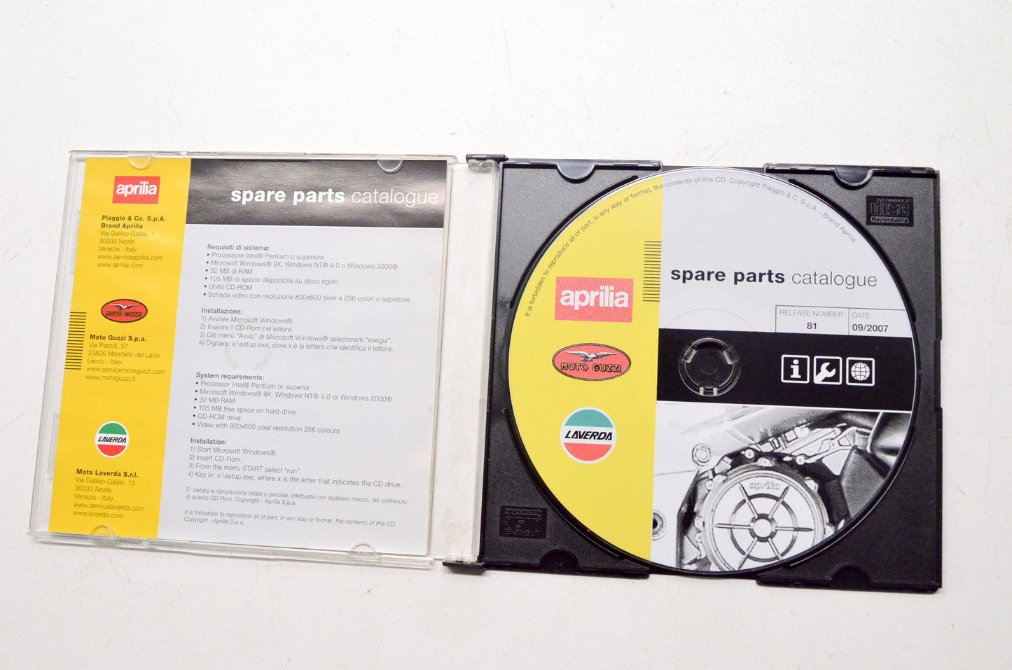 Aprilia 10516671 Spare Parts Catalogue CD Release #81