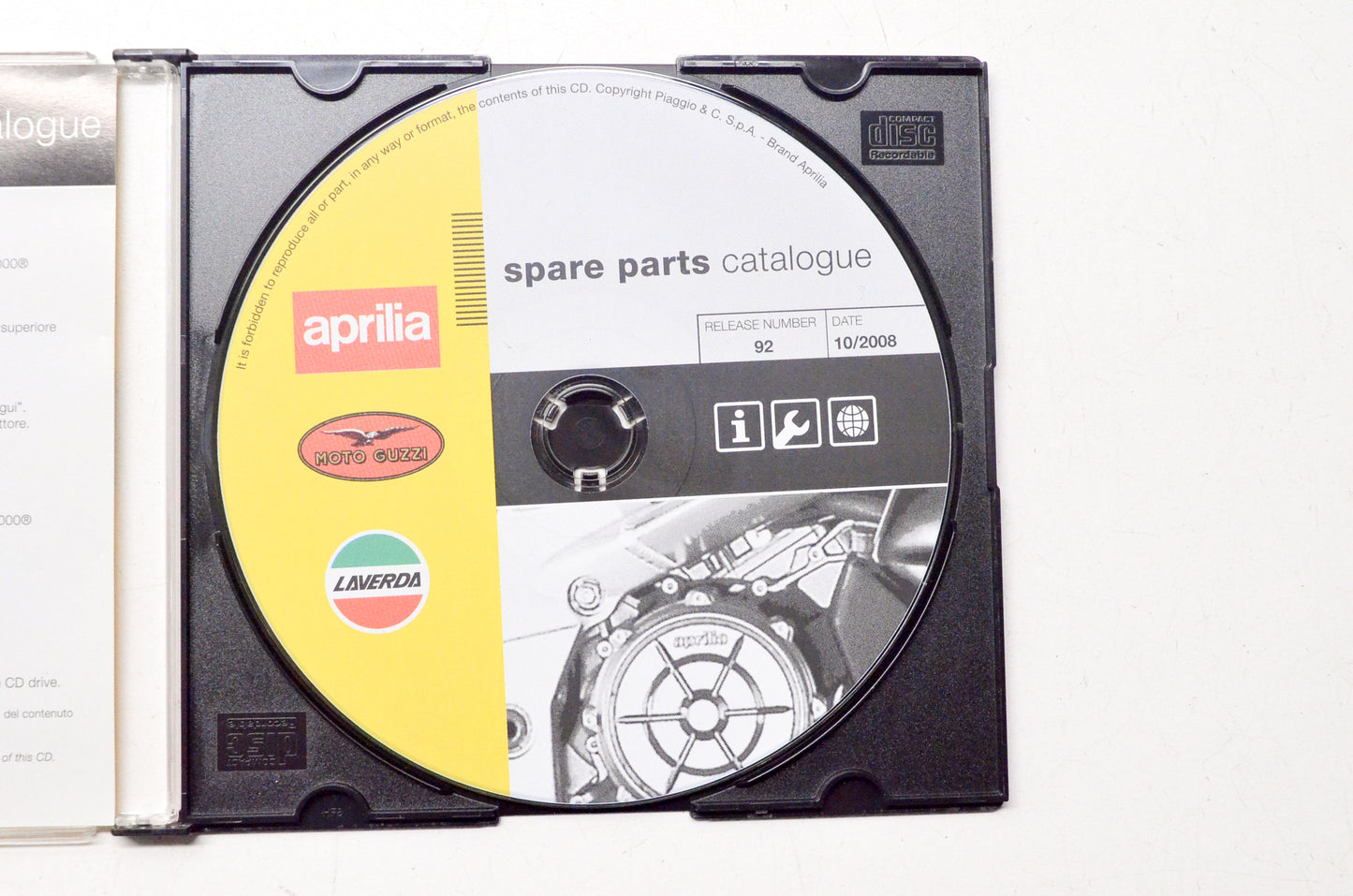 Aprilia 25622450 Spare Parts Catalogue CD Release #92