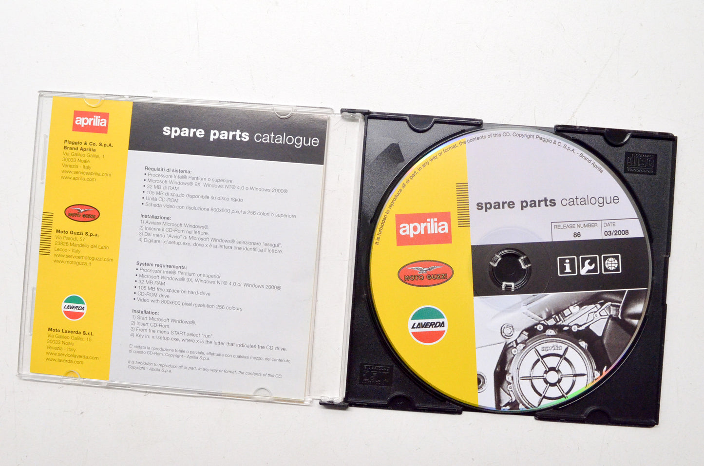 Aprilia Spare Parts Catalogue CD Release #86