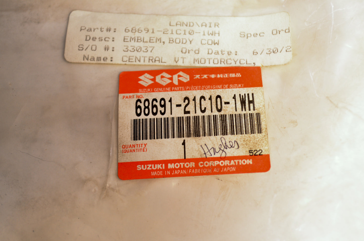 OEM Suzuki 68691-21C10-1WH Decal NOS