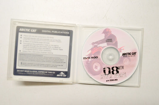 OEM Arctic Cat 2258-093 2008 DVX 400 Service Manual CD