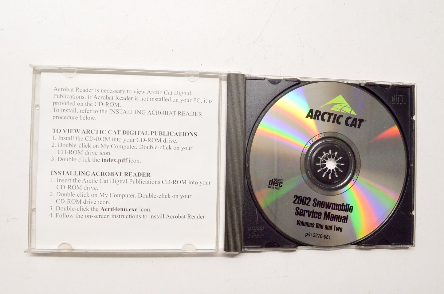 OEM Arctic Cat 2270-061 2002 Snowmobile Service Manual VOL 1/2 CD
