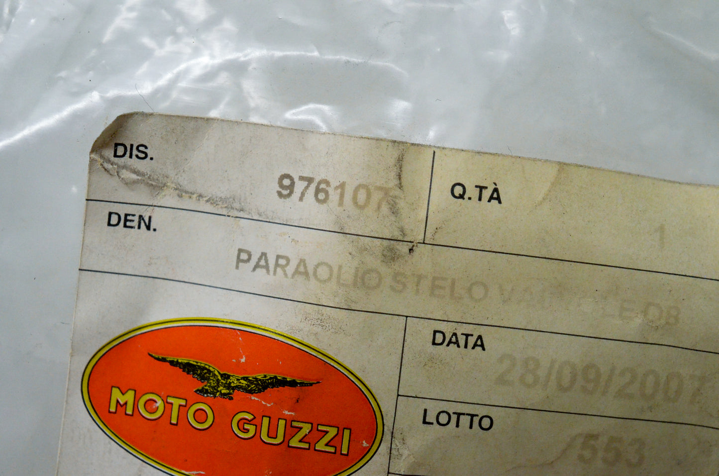 Moto Guzzi 976107 Valve Seal NOS