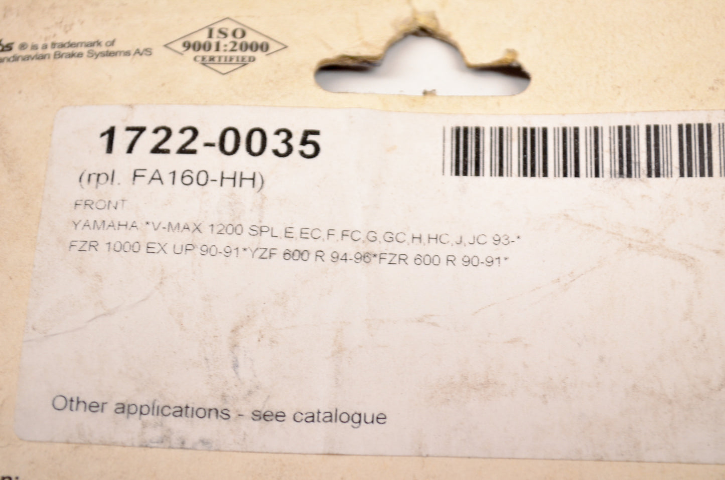 Parts Unlimited 1722-0035-645HS Brake Pad Kit NOS