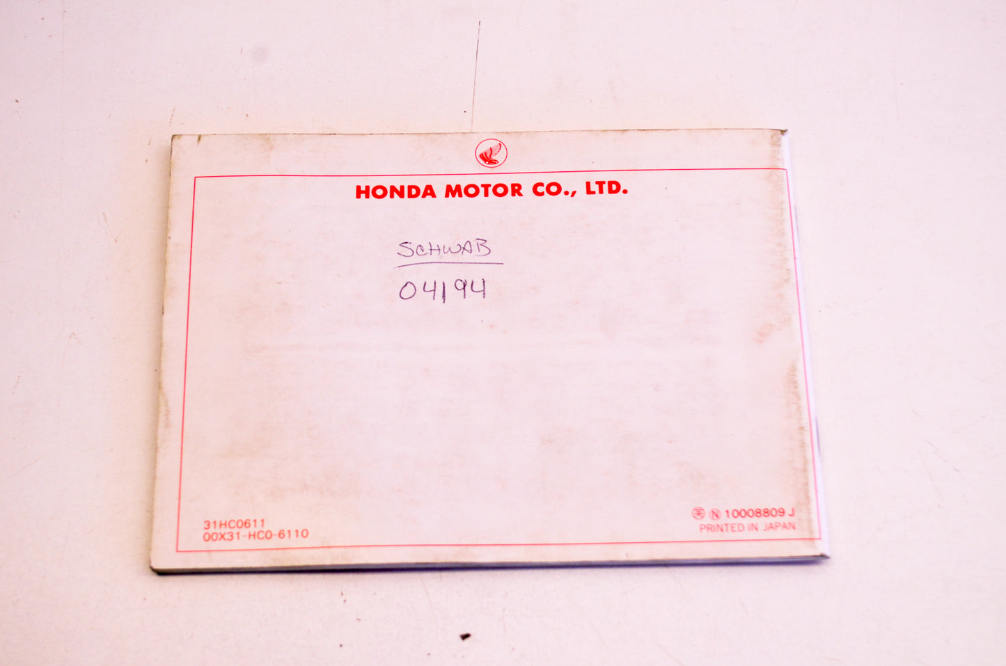 Honda 31HC0611, 00X31-HC0-6110 Manual