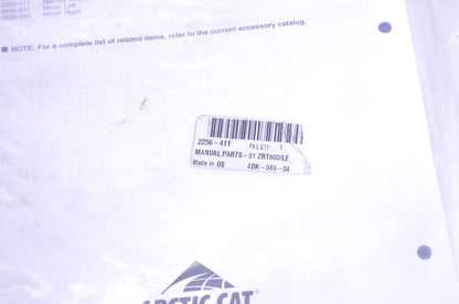 New OEM Arctic Cat 2256-411 2001 ZRT600 Operators Manual NOS