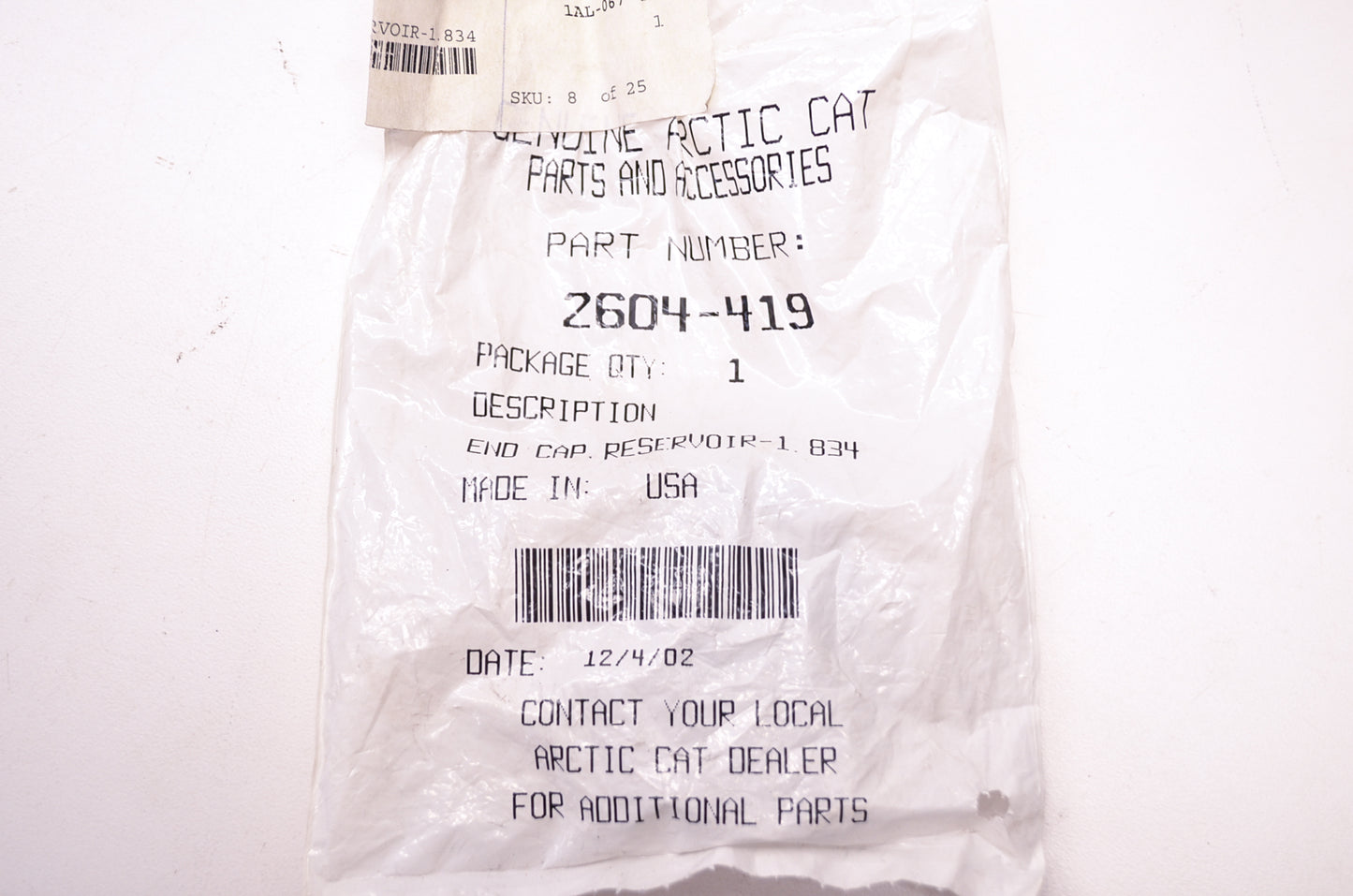 New OEM Arctic Cat 2604-419 Reservoir End Cap 1.834 NOS