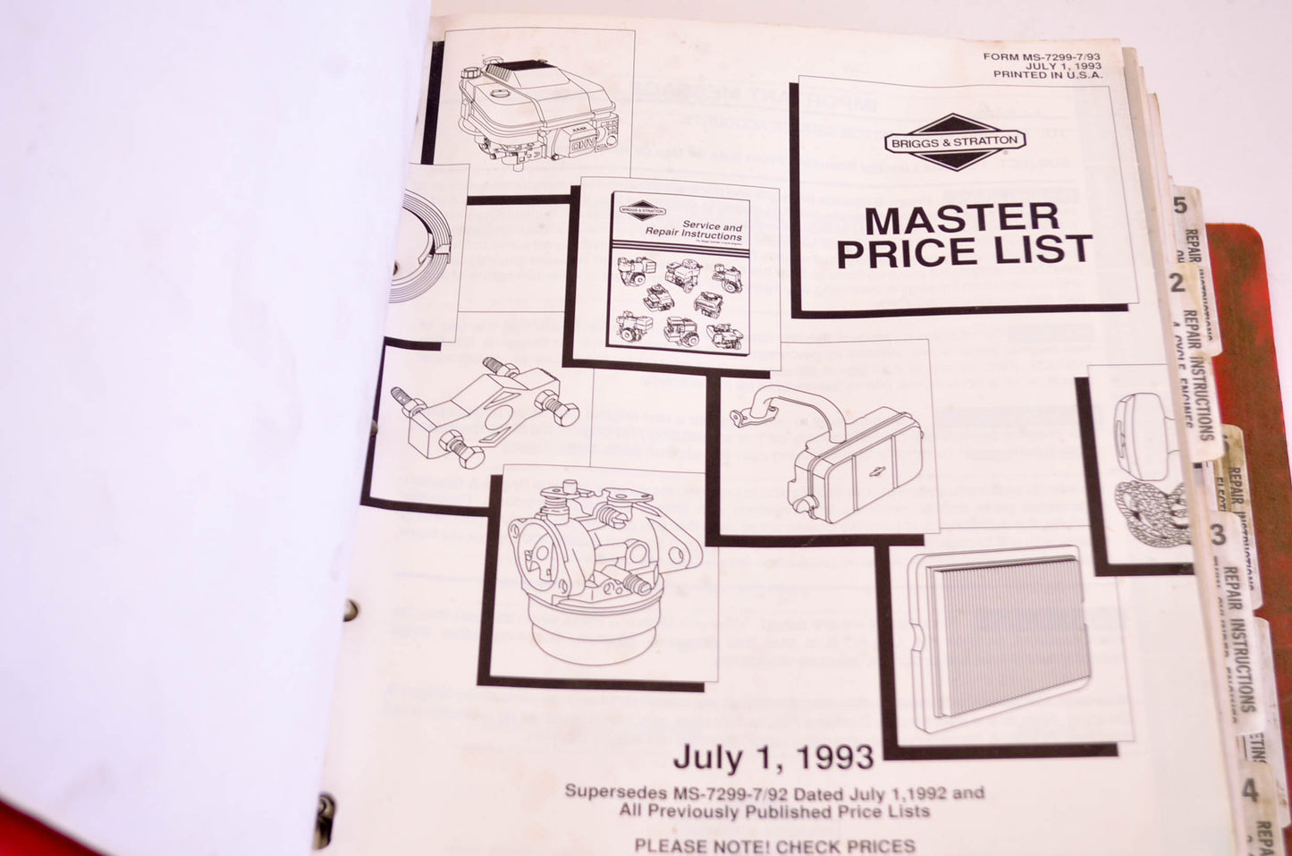 OEM Briggs & Stratton MS-7299-7/93 Service & Repair Manual