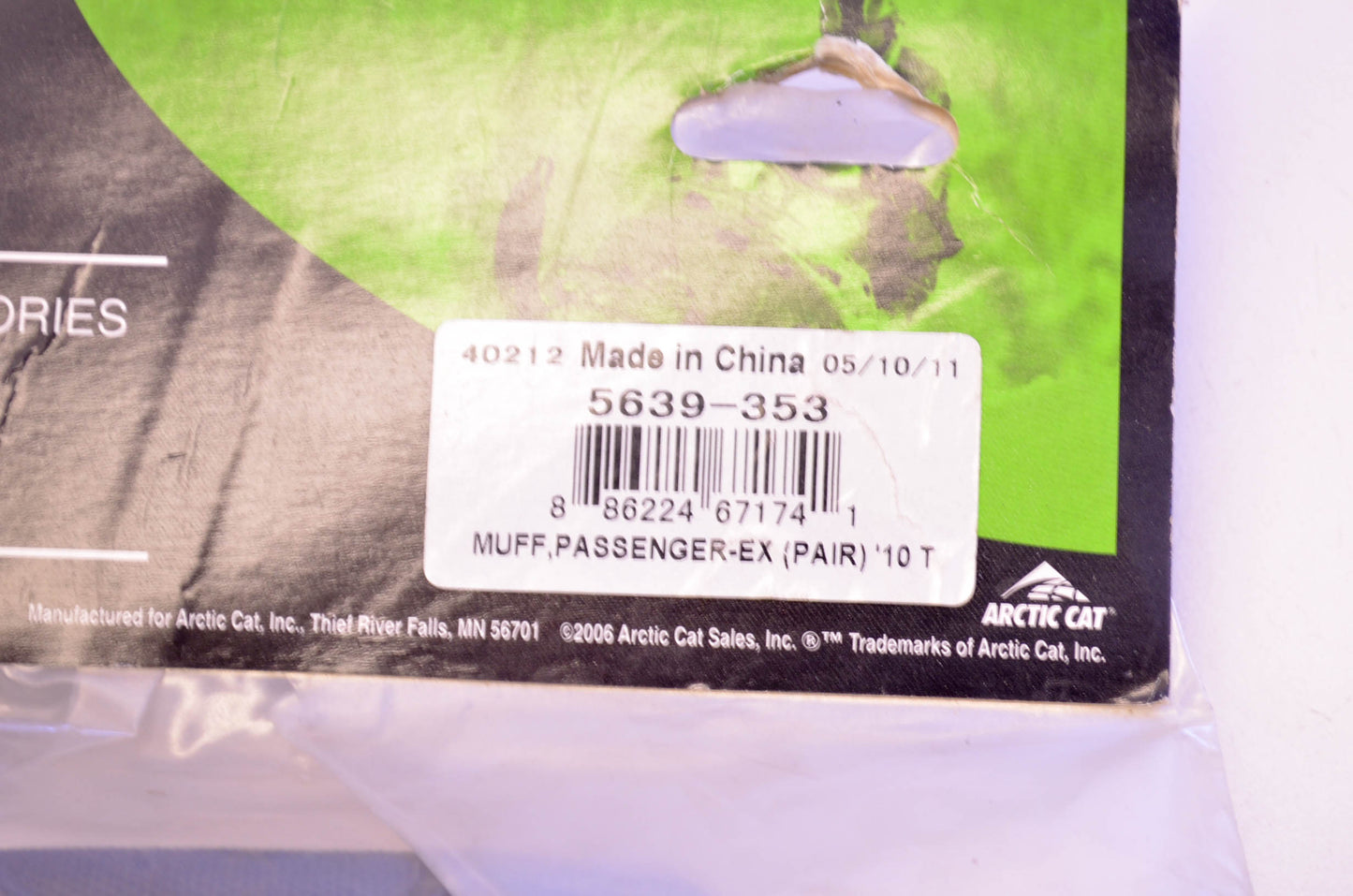 New OEM Arctic Cat 5639-353 Muff, Passenger-EX Pair NOS