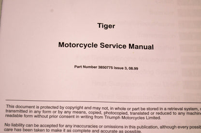 OEM Triumph 3850775 Manual Tiger 955cc
