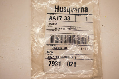 New OEM Husqvarna 503 64 02-01 Heater Switch NOS