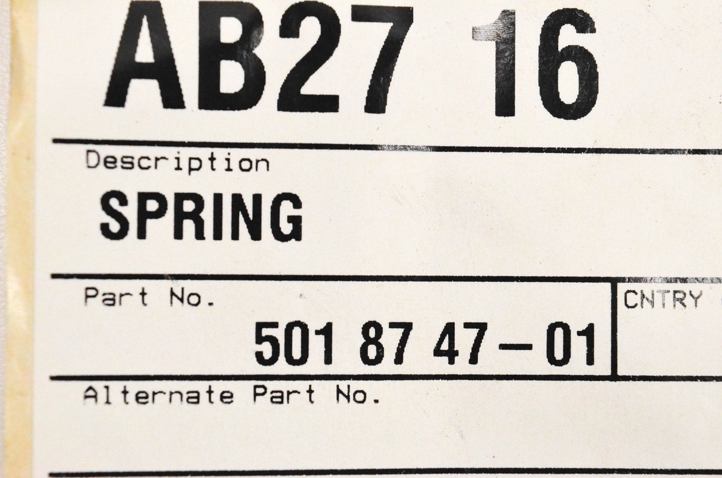 New OEM Husqvarna 5018747-01, 501874701 Spring NOS