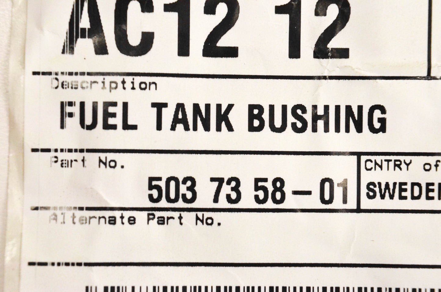 New OEM Husqvarna 5037358-01, 503735801 Fuel Tank Bushing NOS