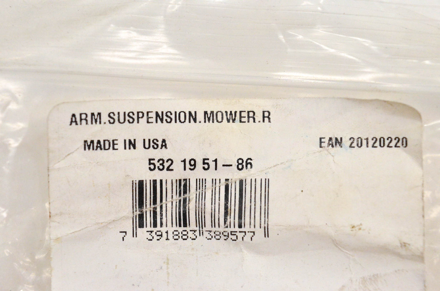 New OEM Husqvarna 5321951-86, 532195186 Mower Suspension Arm Right NOS