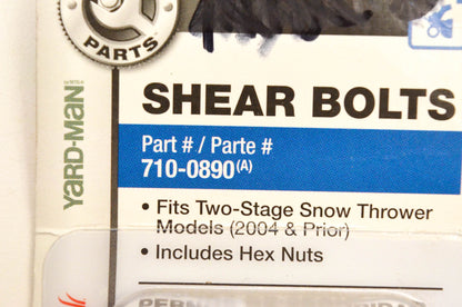 MTD 710-0890, 645-80332 Shear Bolts NOS