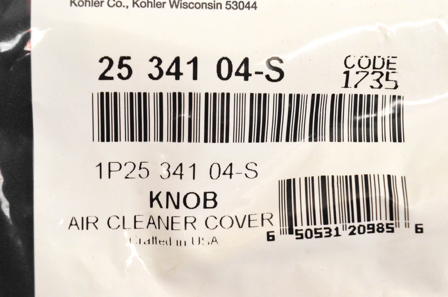 Kohler 2534104-S Air Cleaner Cover Knob NOS