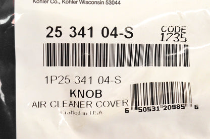Kohler 2534104-S Air Cleaner Cover Knob NOS