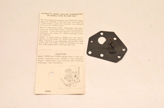 New OEM Briggs & Stratton 299637 Diaphragm Assembly NOS