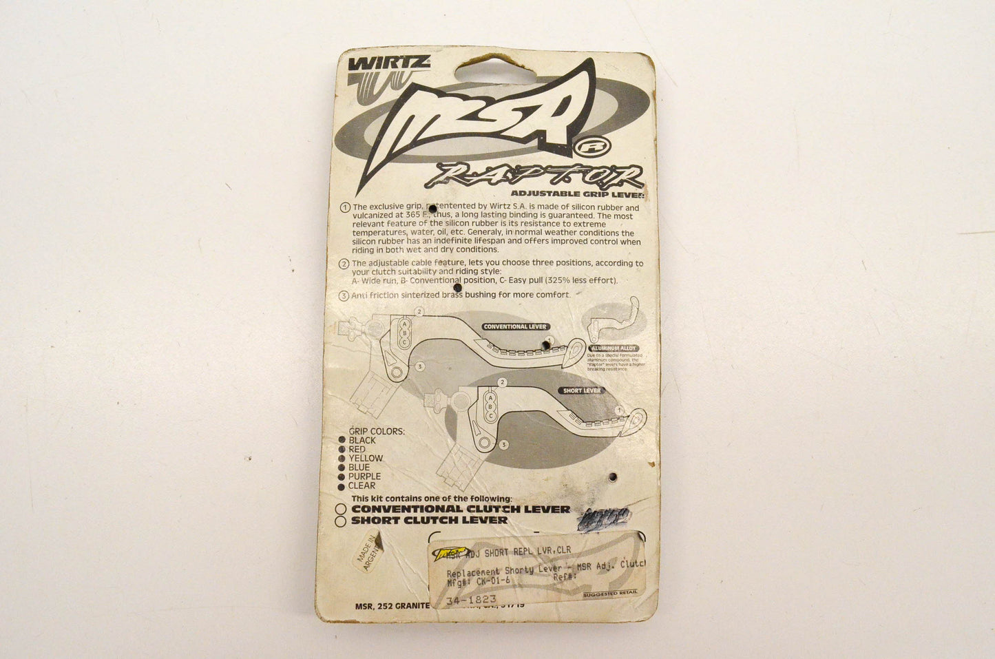 Wirtz CK-01-6, 34-1823 Adjustable Grip Lever Kit NOS
