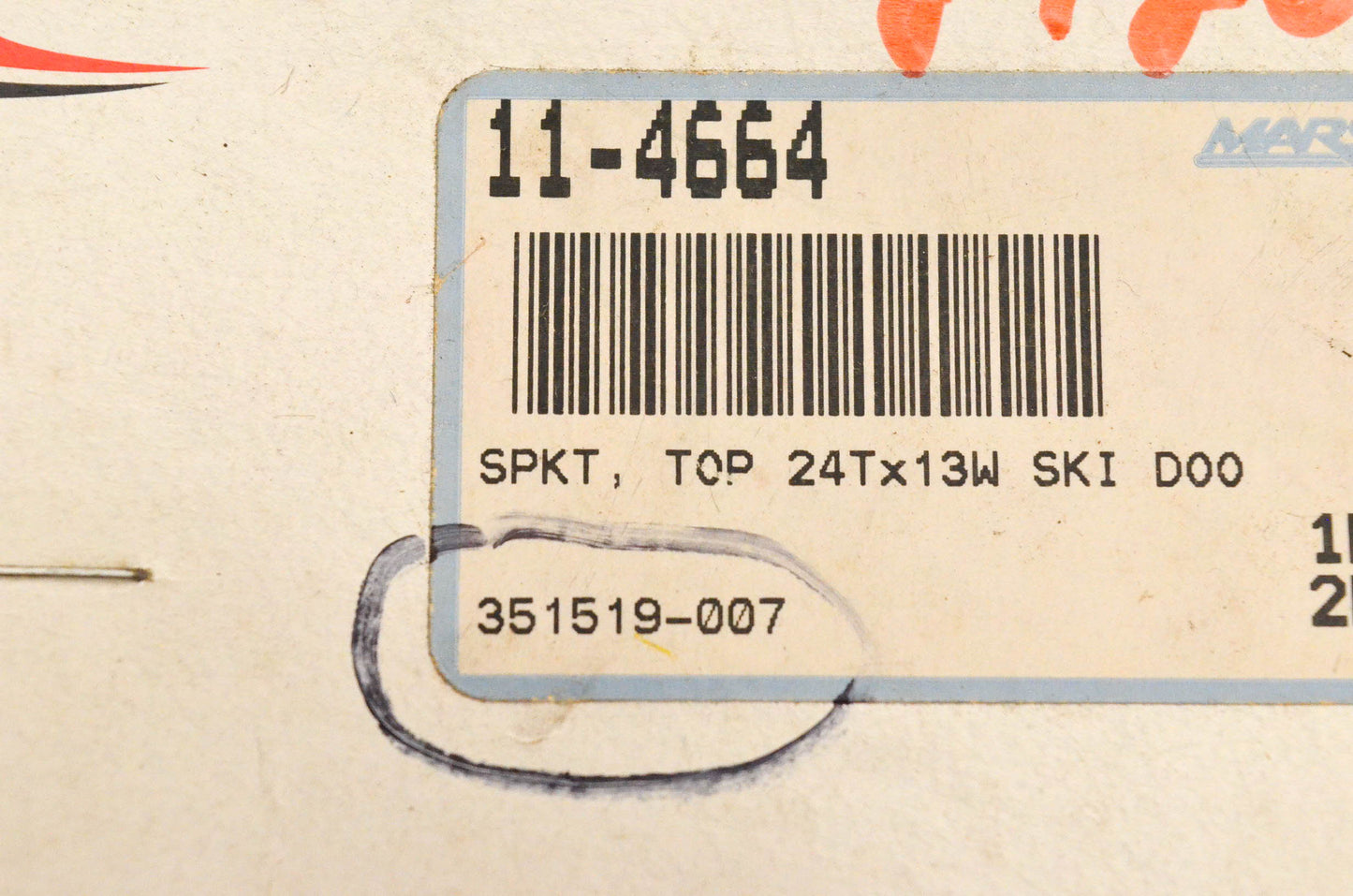 Team 351519-007, 11-4664 Sprocket Top 24Tx13W NOS