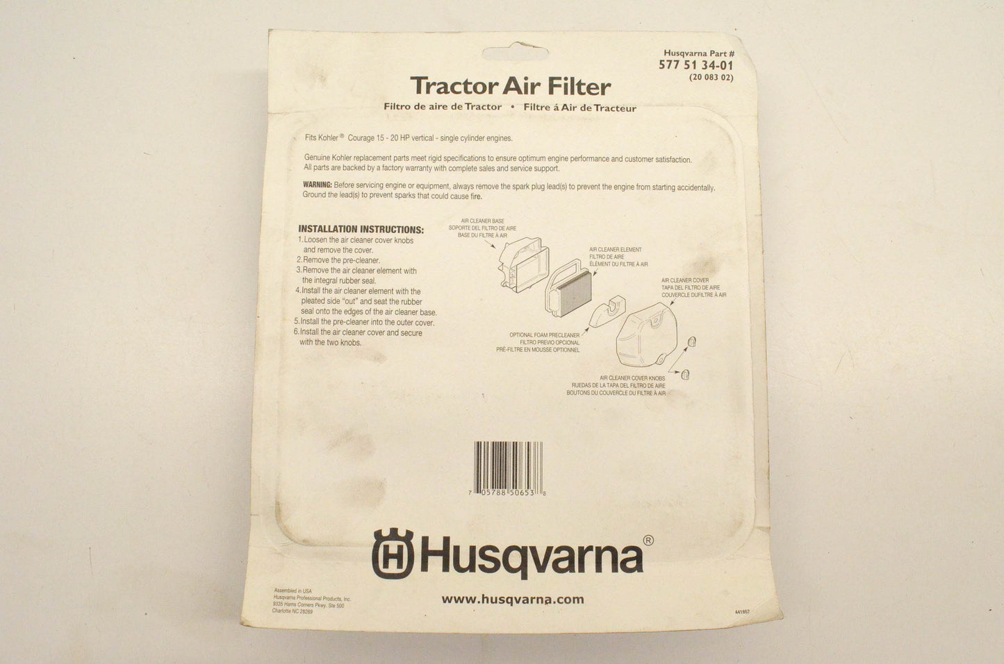 New OEM Husqvarna 5775134-01, 2008302, 577513401 Air Filter NOS