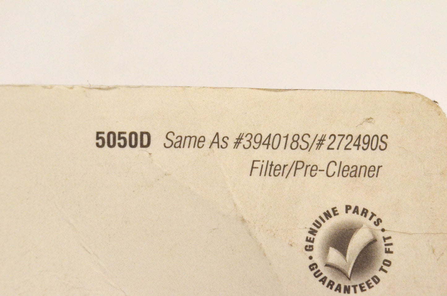 New OEM Briggs & Stratton 5050D, 394018S, 272490S Air Filter NOS