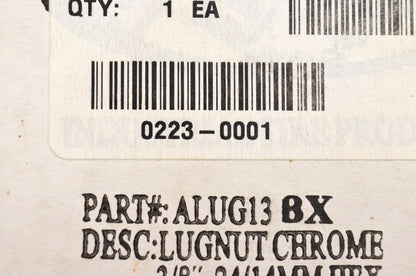ITP 0223-0001, ALUG13BX Lugnuts Chrome 3/8-24 Taper NOS