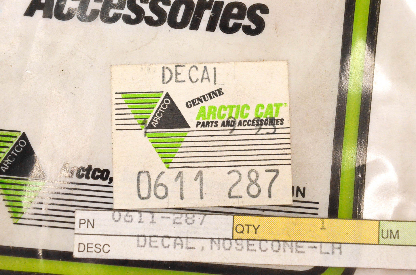 New OEM Arctic Cat 0611-287 Left Nosecone Decal NOS