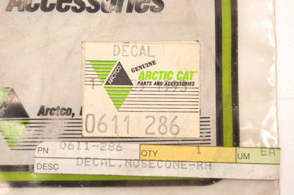 New OEM Arctic Cat 0611-286 Right Nosecone Decal NOS