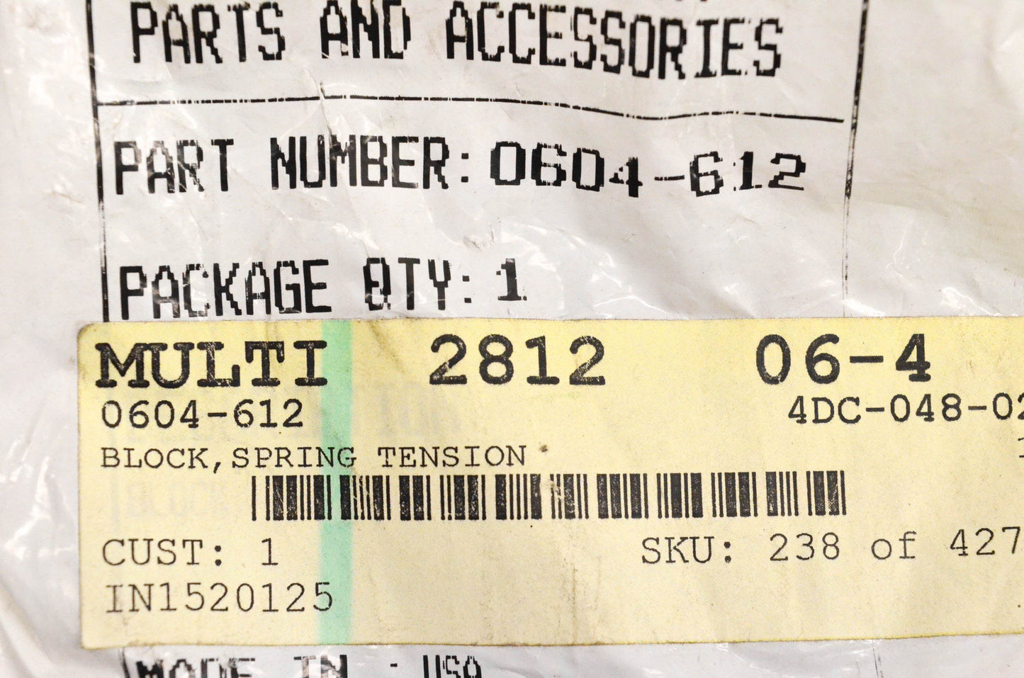 OEM Arctic Cat 0604-612 Spring Tension Block NOS