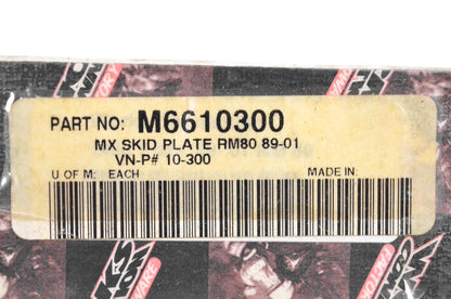 Works Connection 10-300, M6610300 MX Skid Plate RM80 1989-01 NOS