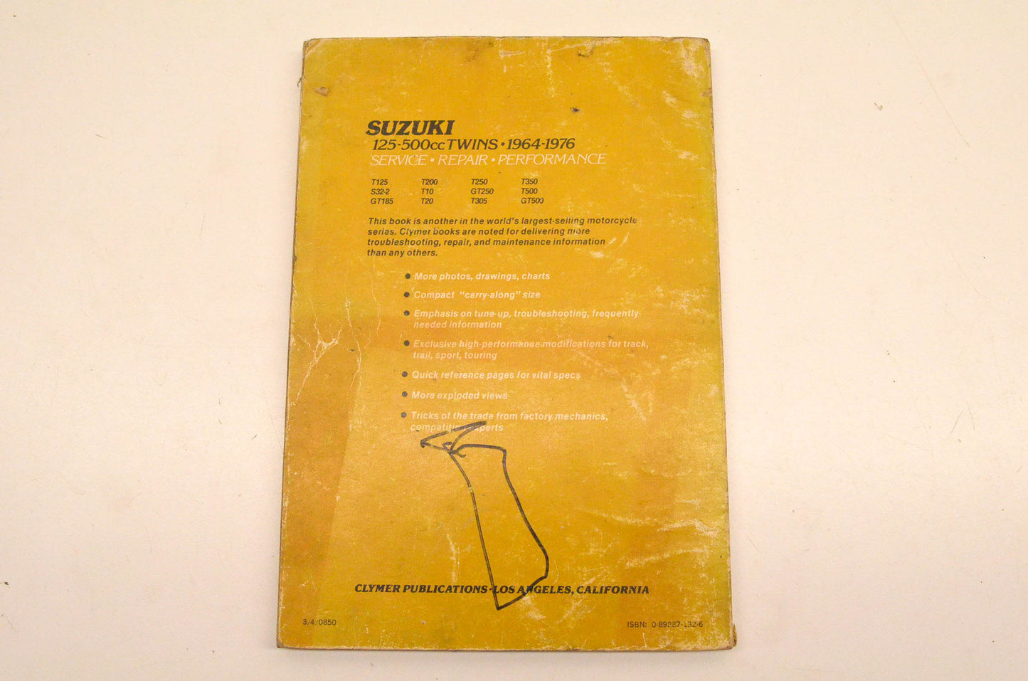 Clymer 0-89287-132-6, M366 Suzuki 125-500cc Twins 1964-1976 Manual NOS