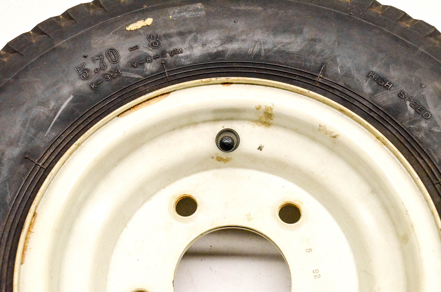 Kenda 23021066, AT691044 K353 5.70x8 (B) 5 Hole White Rim & Tire NOS