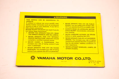 OEM Yamaha LIT-11626-07-20 Owners Manual Blaster YFS200