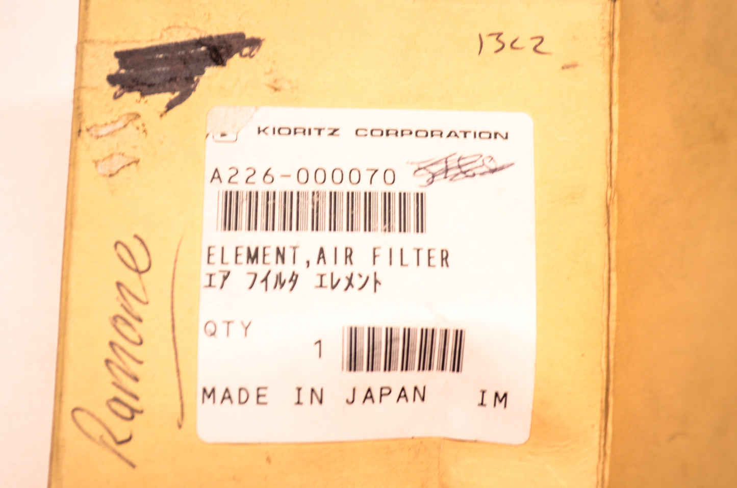 Kioritz A226-000070 Air Filter NOS