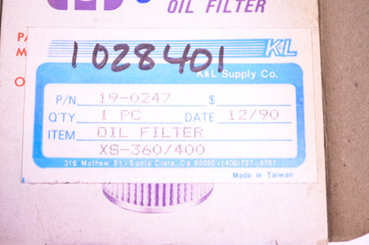 K&L Pro 19-0247, 1028401, 1L9-13440-91-00 Oil Filter XS360/400 NOS